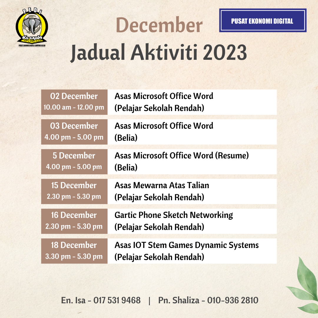 Jadual September 2023