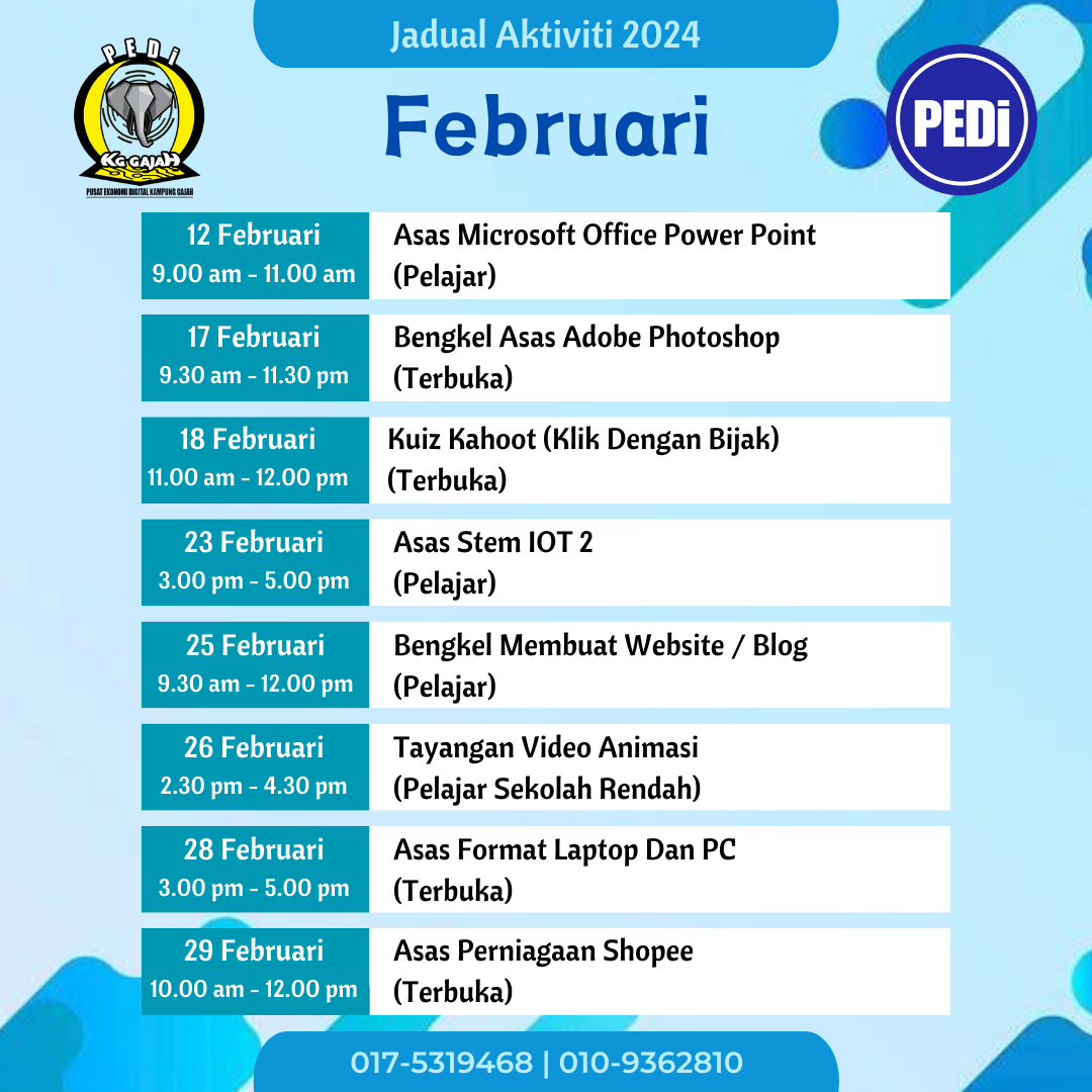 Jadual Fabruari 2024